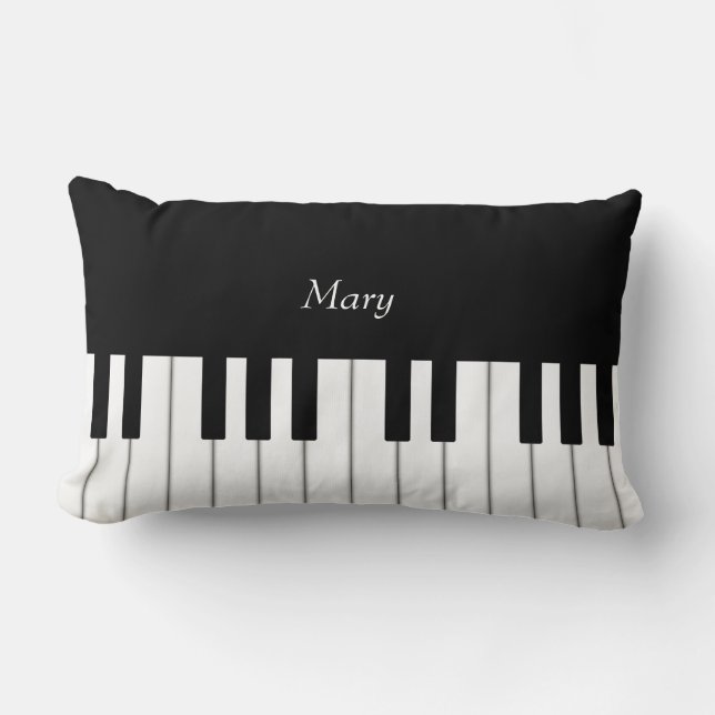 Classic Piano Keyboard Personalised Music Lumbar Cushion (Front)