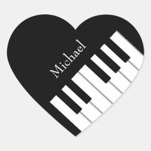 Classic Piano Keyboard Personalised Musician's Heart Sticker