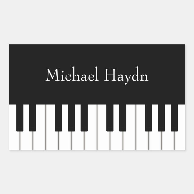 Classic Piano Keyboard Personalised Musician's Rectangular Sticker (Front)