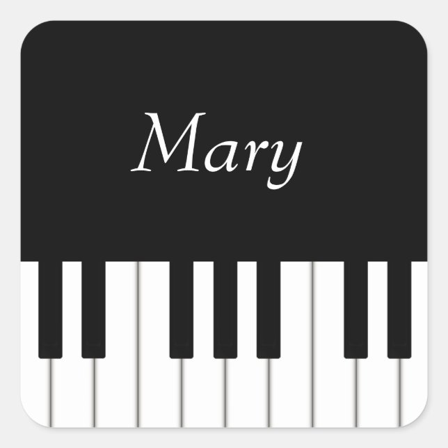 Classic Piano Keyboard Personalised Musician's Square Sticker (Front)