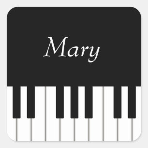 Classic Piano Keyboard Personalised Musician's Square Sticker