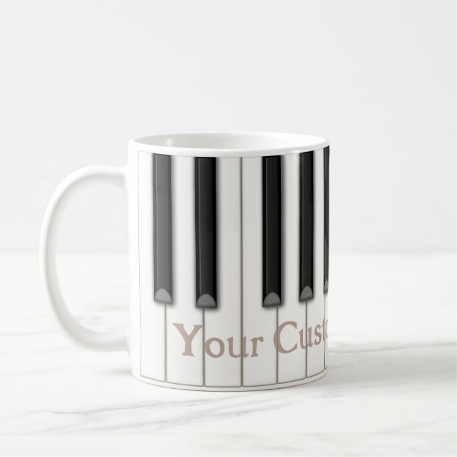 Classic Piano Keyes Custom Text in 4 Colours Coffee Mug (Left)