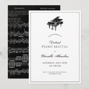 Classic Piano White Virtual Recital Invitation