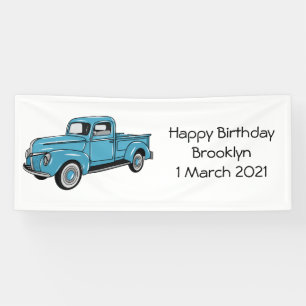 Classic pick up truck cartoon illustration banner