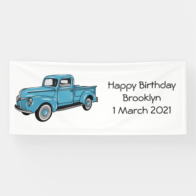 Classic pick up truck cartoon illustration banner (Horizontal)