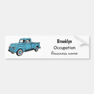 Classic pick up truck cartoon illustration bumper sticker