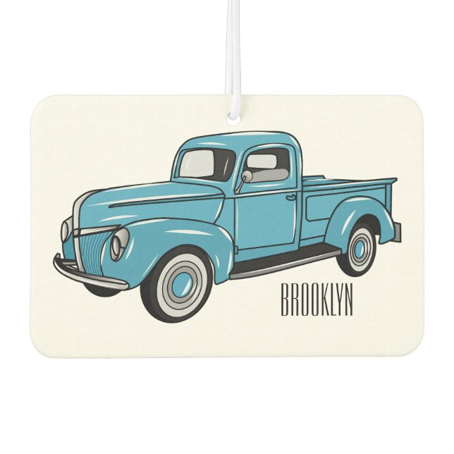 Classic pick up truck cartoon illustration car air freshener (Front)