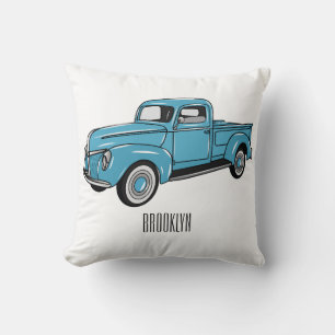 Classic pick up truck cartoon illustration cushion