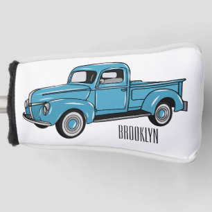 Classic pick up truck cartoon illustration golf head cover