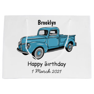 Classic pick up truck cartoon illustration large gift bag