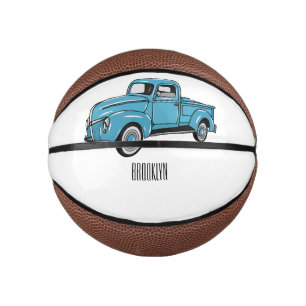 Classic pick up truck cartoon illustration mini basketball