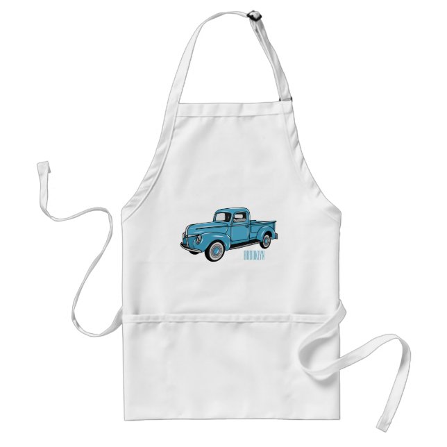 Classic pick up truck cartoon illustration standard apron (Front)