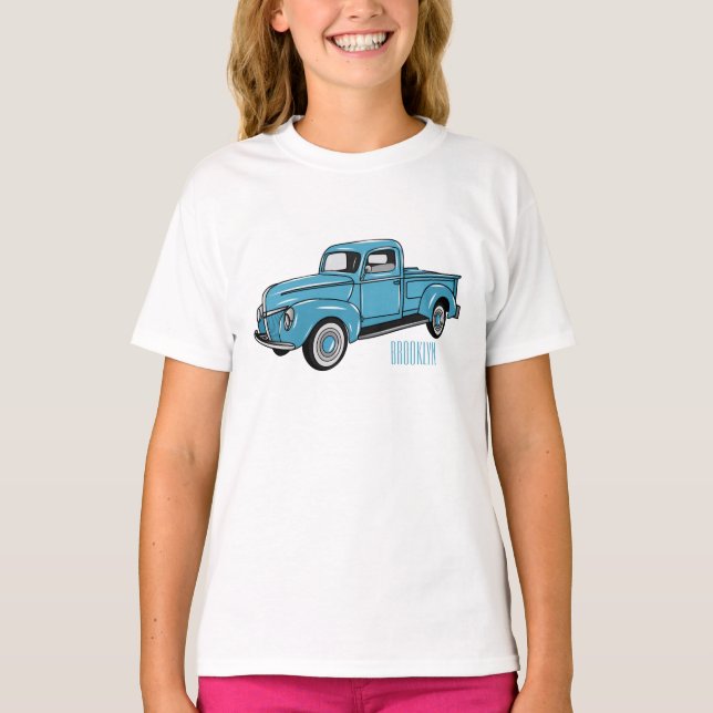 Classic pick up truck cartoon illustration T-Shirt (Front)