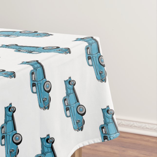 Classic pick up truck cartoon illustration tablecloth (In Situ)