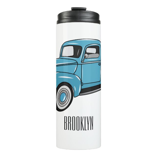 Classic pick up truck cartoon illustration thermal tumbler (Front)