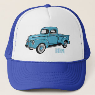 Classic pick up truck cartoon illustration trucker hat
