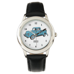 Classic pick up truck cartoon illustration watch