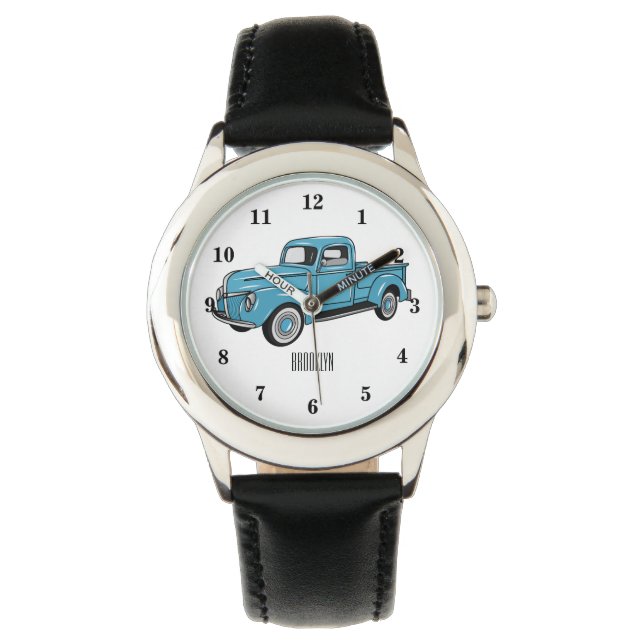 Classic pick up truck cartoon illustration watch (Front)