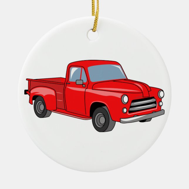 Classic Pickup Truck Ceramic Tree Decoration (Front)