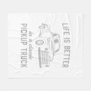 Classic Pickup Truck Guy Vintage Fleece Blanket
