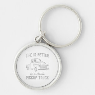 Classic Pickup Truck Guy Vintage Key Ring