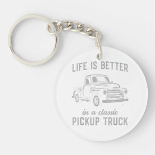 Classic Pickup Truck Guy Vintage Key Ring