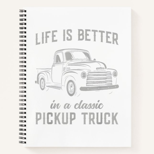 Classic Pickup Truck Guy Vintage Notebook (Front)