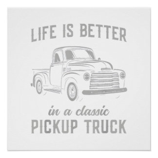 Classic Pickup Truck Guy Vintage Poster