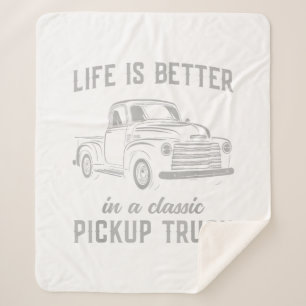 Classic Pickup Truck Guy Vintage Sherpa Blanket