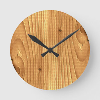 Classic Pine Untreated Wood Image Round Clock