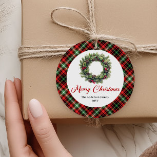 Classic Pine Wreath Christmas Gift Tag Custom