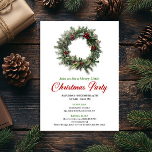 Classic Pine Wreath Christmas Party Editable Invitation