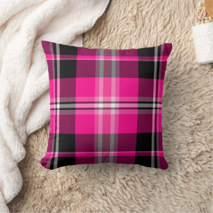 Classic Pink And Black Plaid Decorative Pillow