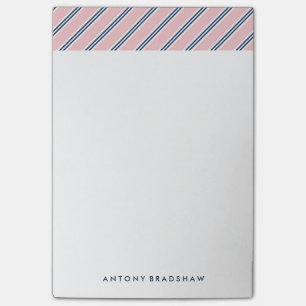 Classic Pink and Blue Stripes Post-it Notes