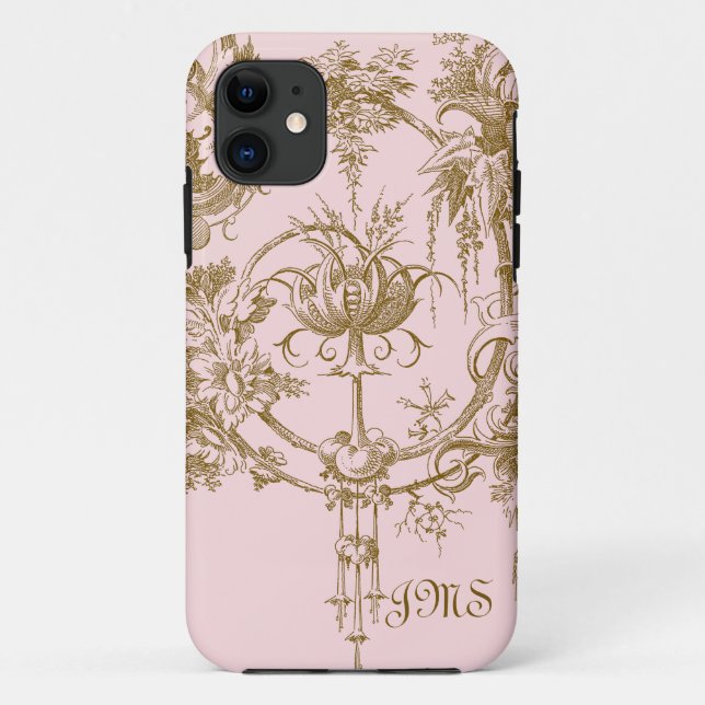 Classic Pink and Brown Toile Pattern Case-Mate iPhone Case (Back)