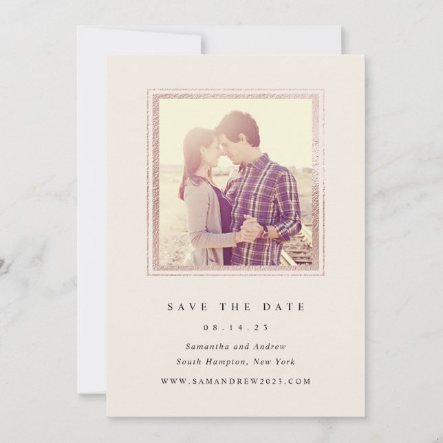 Classic Pink and Gold Frame Photo Save The Date (Front)