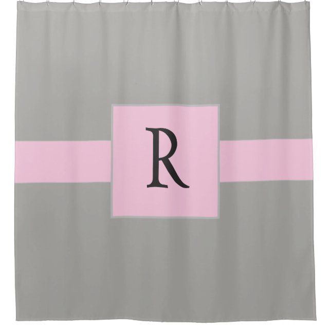 Classic Pink and Grey Shower Curtain (Front)