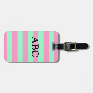 Classic Pink and Mint Green Striped Pattern Luggage Tag
