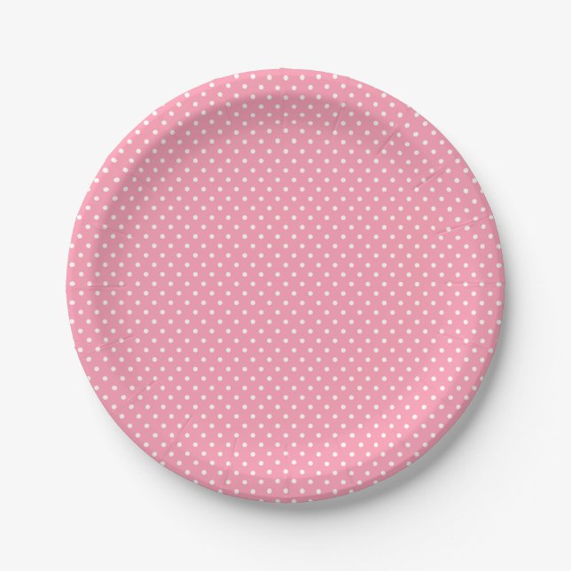 Classic Pink and White Polka Dot Plates (Front)