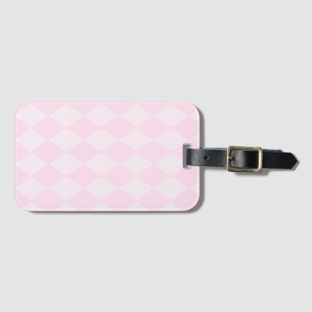Classic Pink Argyle Designer Luggage Tag  (Front Horizontal)