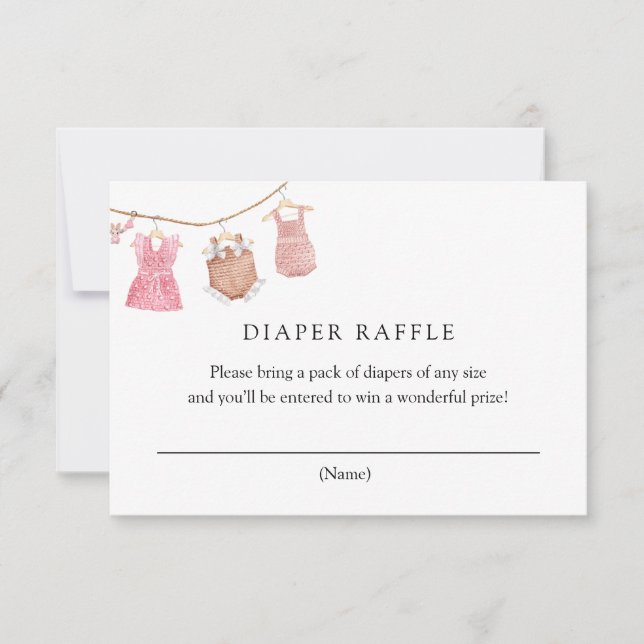 Classic Pink Baby Diaper Raffle Card (Front)