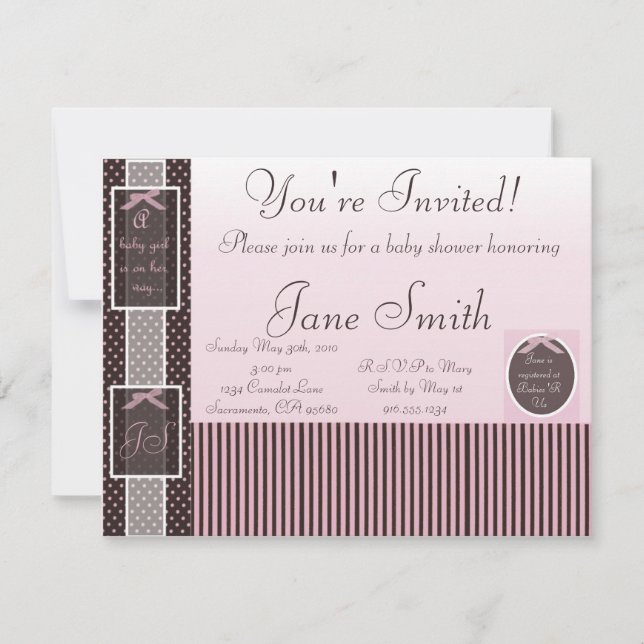 Classic Pink Baby Shower Invitation (Front)