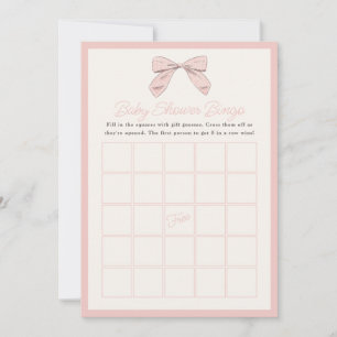 Classic Pink Bow Baby Shower Game Bingo Card
