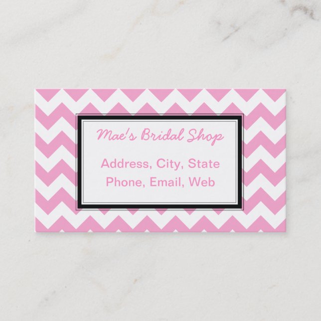 Classic Pink Chevron Pattern Business Card (Front)