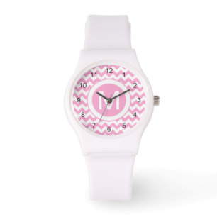 Classic Pink Chevron Pattern Watch