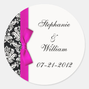 Classic Pink Damask Wedding Label