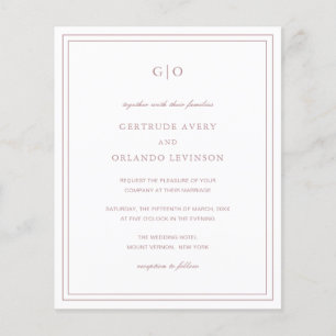 Classic Pink Elegant Budget Wedding Invitation Flyer