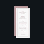 Classic Pink Elegant Wedding Menu<br><div class="desc">Classic style dusty rose pink wedding menu featuring a simple and minimal design with your monogram, names and wedding date at the top along with your menu surrounded by a double border. The fonts alternate between and elegant script, a traditional serif and minimalist sans serif fonts. This menu is great...</div>