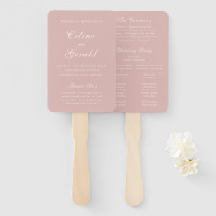 Classic Pink Elegant Wedding Program Hand Fan