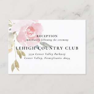 Classic Pink Floral Wedding Reception Card